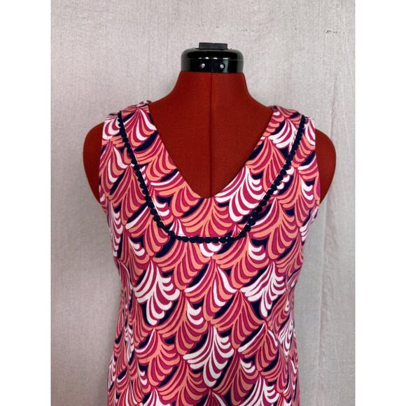 Talbots Womens Size XS Pink White Sleeveless Printed Shift Dress Cotton D213 - Picture 2 of 10